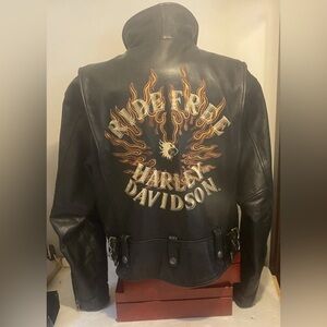 Harley Davidson Ladies XL Vintage Flame Series Leather Jacket